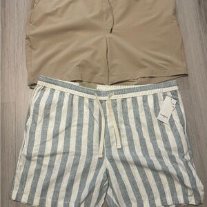 Goodfellow & Co Beige and Striped Swim Trunks